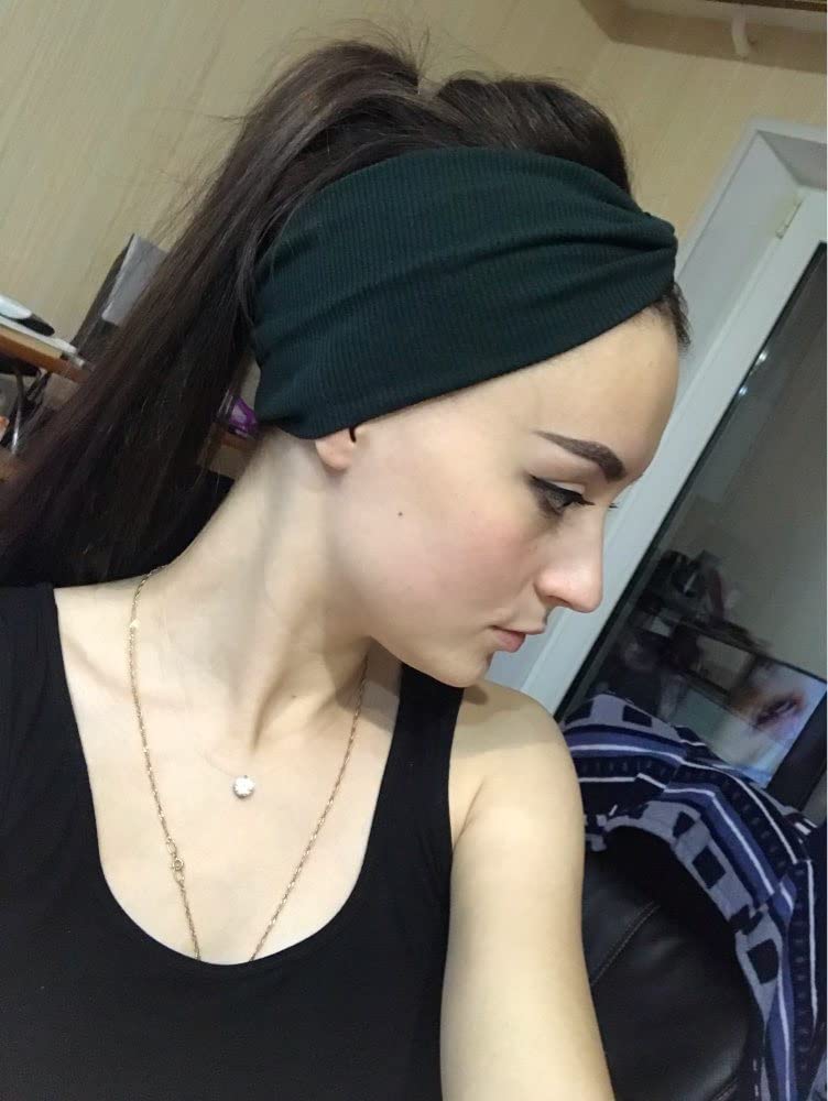 DRESHOW 8 Pack Girls Turban Wide Headbands for Women Headwraps Knotted Elastic Yoga Workout Solid Color Hair Accessories - Image 5
